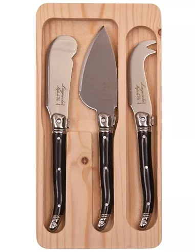 Laguiole Cheese Knives - Black (Set of 3)